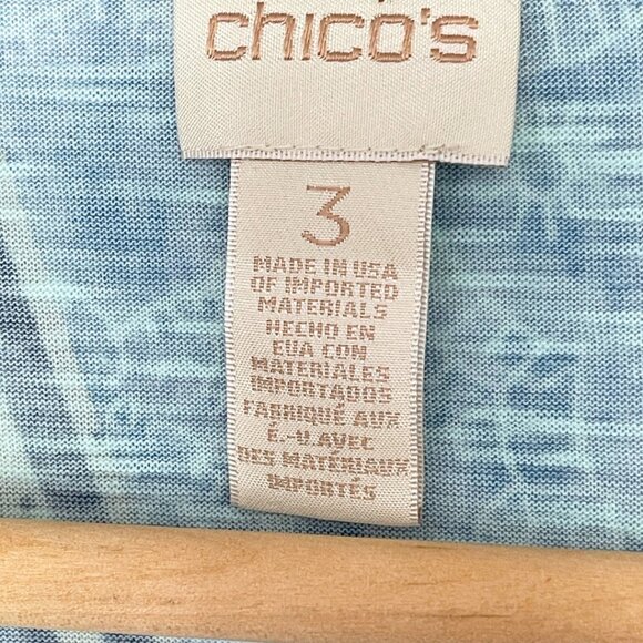 Chicos Boho Kimono Sleeve Top Womens Size 3 Blue Mix Print Lightweight Ethereal - Picture 7 of 12